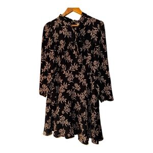 NWT Rebecca Taylor L/S Fleur Silk Dress Black 10